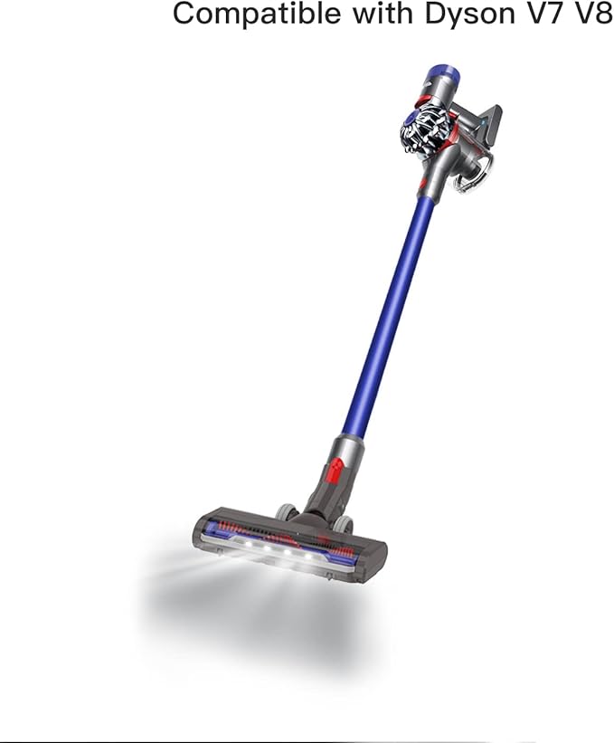 Upgraded Hardwood Floor Vacuum Attachments with Headlights for dyson V7V8,Replacement Parts Motorhead for Dyson ,Soft Roller &PP Bristle Motorized Brush Accessories for Marble,Carpet,Rug Cleaning.