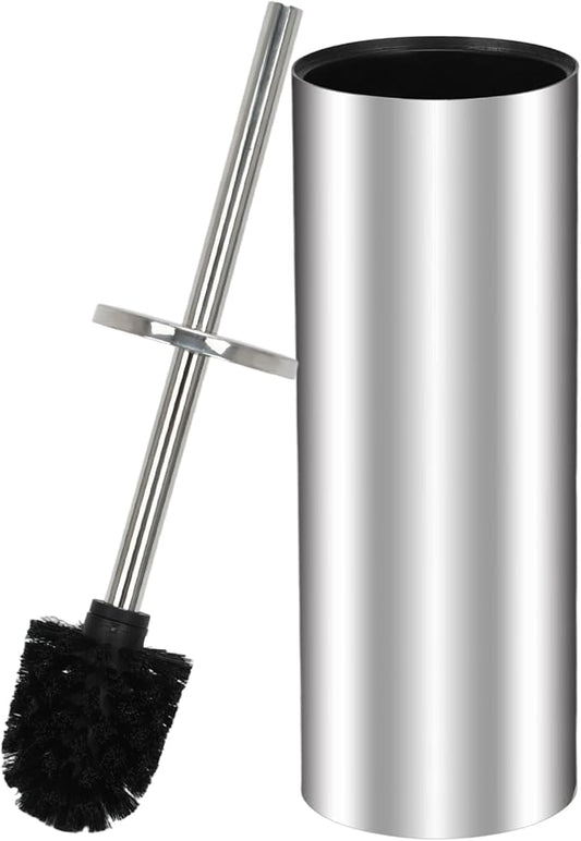 Toilet Brush and Holder Set - Stainless Steel Toilet Bowl Brush and Holder, Toilet Bowl Cleaner Brush for Bathroom (Silvery)