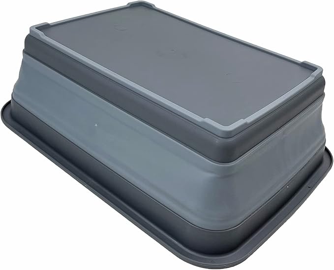 SAMMART 8L (2.1 Gallon) Set of 2 Collapsible Tub - Foldable Dish Tub - Portable Washing Basin - Space Saving Plastic Washtub (Grey)