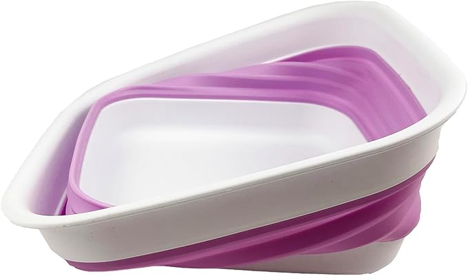 SAMMART 8L (2.1 Gallon) Collapsible Tub - Foldable Dish Tub - Portable Washing Basin - Space Saving Plastic Washtub (White/Pale Purple)