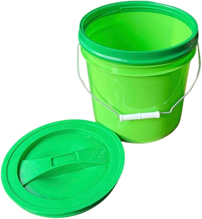 House Naturals 2 Gallon Food Grade - BPA Free Made in USA Buckets Lime Color pails with Screw On Gasket Lids (4, Lime - Green lids)