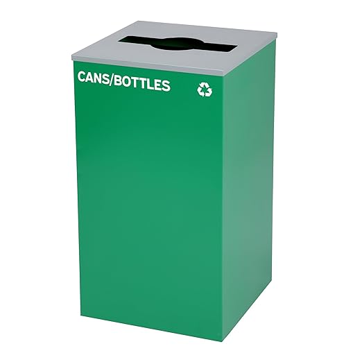 Alpine Industries Mixed Lid 29 Gallon Sturdy Steel Cube Recycling Container, Square Opening - 3 Color Cans Available Sold Separately (Lid Mixed Opening)