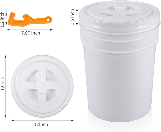 4 Pieces 5 Gallon Bucket Lid with Bucket Lid Opener,Plastic Storage Bucket Leak-Proof Screw Seal Lids,Pet Food Storage Container Lid for Home Paint Storage Buckets