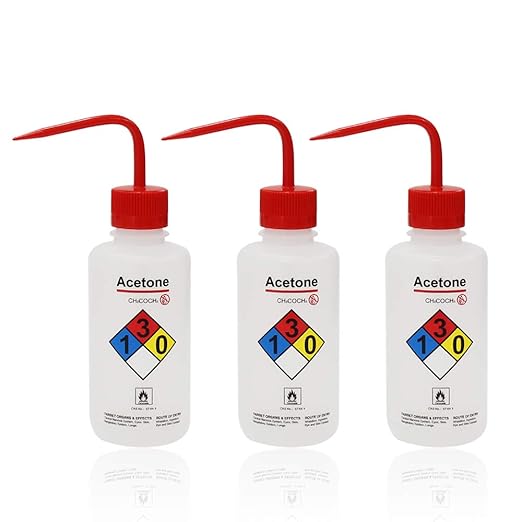 Acetone Narrow Mouth Wash Bottles, 3pcs of Vol.500ml, LDPE Material, WBA500-003