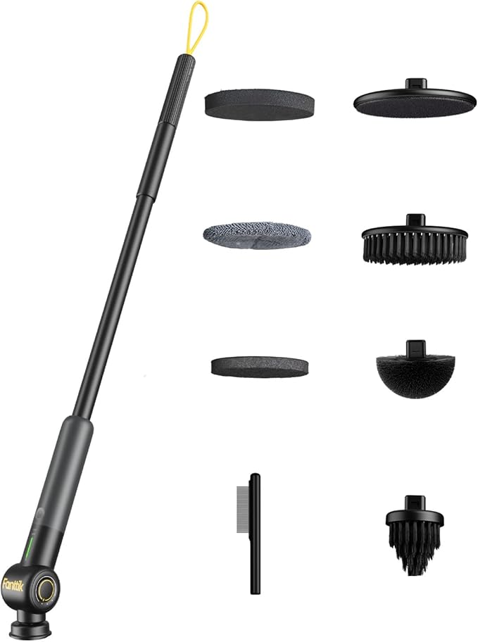 Fanttik Flip G9 Pro Electric Scrubber, VoltiPulse Motor, Dual-Speed Rotary Cleaner with 6 Brush Heads, Adjustable Angle & Extendable Handle, IPX7 Waterproof, Type-C Charging for Bathroom, Tile, Grout