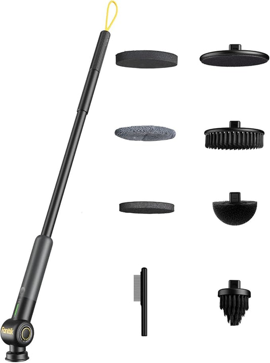 Fanttik Flip G9 Pro Electric Scrubber, VoltiPulse Motor, Dual-Speed Rotary Cleaner with 6 Brush Heads, Adjustable Angle & Extendable Handle, IPX7 Waterproof, Type-C Charging for Bathroom, Tile, Grout
