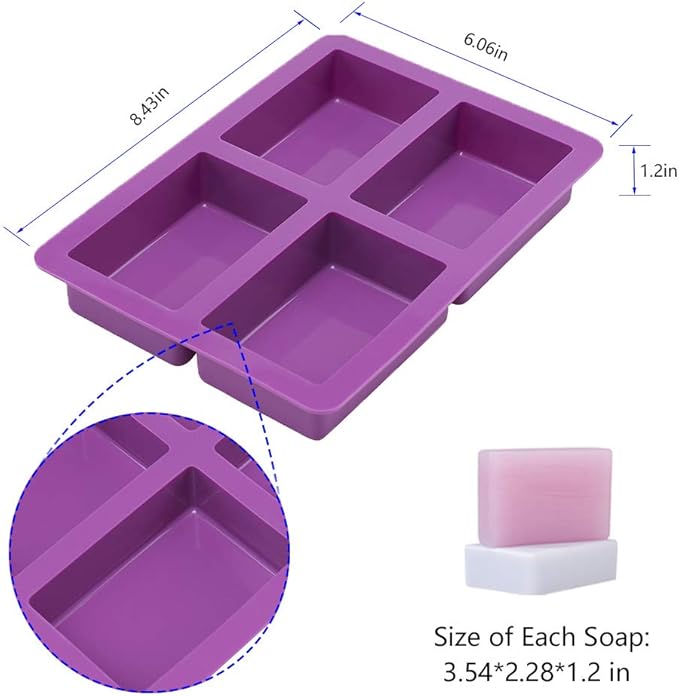 Rectangle Soap Mold 2Pack, Large Size Soap Mold 5oz, Sturdy and Durable Rectangle Silicone Mold for Soap Making