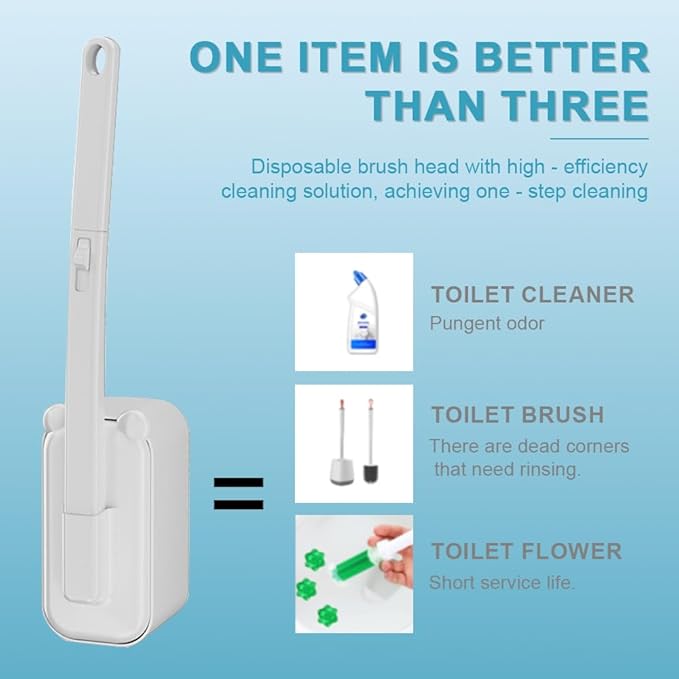 Disposable Toilet Brush Toilet Bowl Cleaner,Toilet Cleaning Supplies,Toilet Bowl Brush,Toilet Cleaner Brush,Toilet Brush with Holder,48 Refills for Cleaning and Hygienic (White)