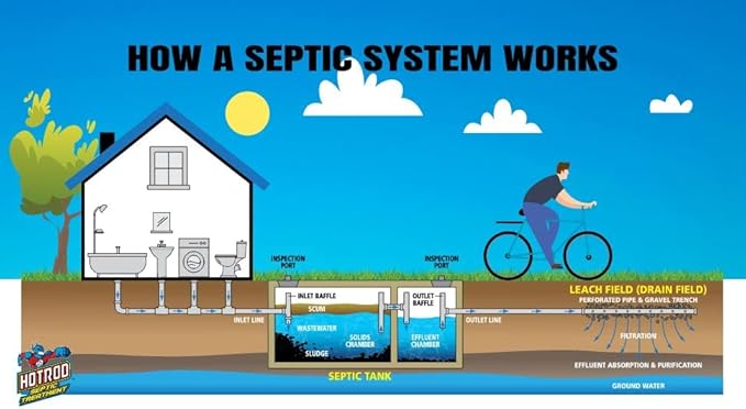 HOTROD Septic Tank Treatment - #1 RATED 6 Month Supply Extends Septic System Life and Prevents Costly Repairs - Industrial Grade - Easy to Use - Safe on Piping and Plumbing - 16oz Liquid