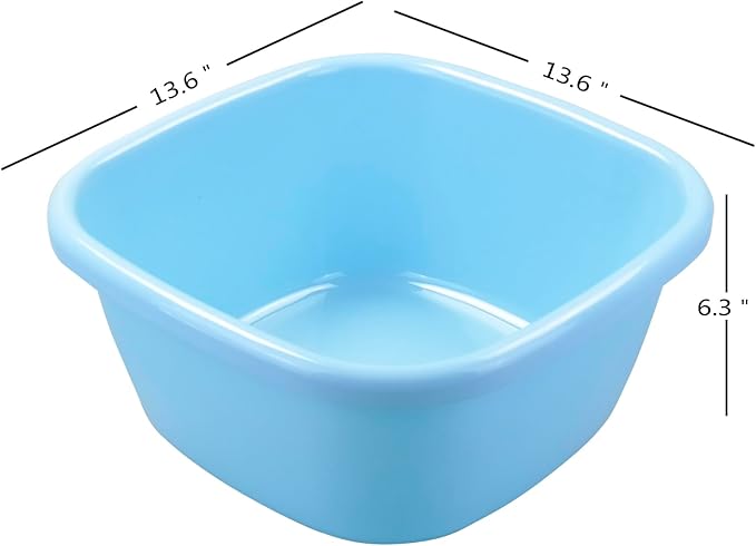 16 Quart Plastic Wash Basin, Large Dish Pan Tub, Pack of 3