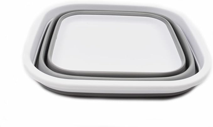 SAMMART 5.5L (1.4 Gallons) Collapsible Tub - Foldable Dish Tub - Portable Washing Basin - Space Saving Plastic Washtub (White/Grey, 1)