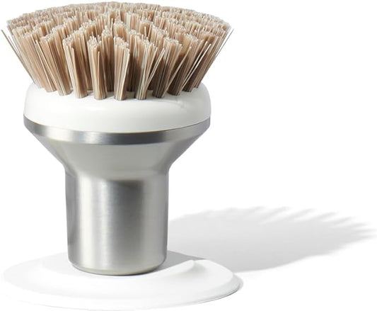 Ionic Palm Brush, Magnetized to Stand Upright, Stainless Steel with Replaceable Head, Silver