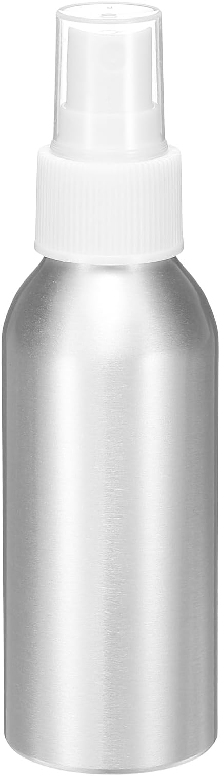 HARFINGTON Aluminum Fine Mist Spray Bottles 100ml/3.4oz Metal Small Liquid Alcohol Refillable Travel Container with White Plastic Nozzle Cap for Perfume Skincare Cosmetic Storage Bottle