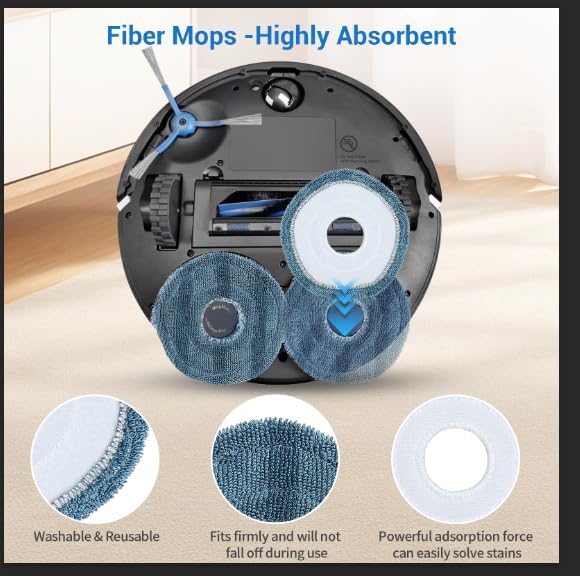 Bluevisk 12 Pack Omni C20 Dust Bags and Mop Pads Compatible with eufy Omni C20/ C10 Robot Vacuum with 3.5 L Large Capacity Vacuum Dust Bags