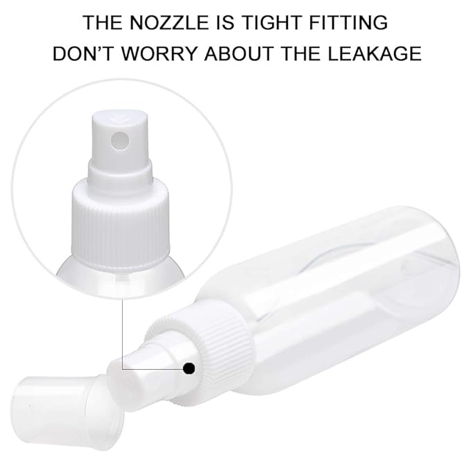 Fine Mist Spray Bottle 3.4oz/100ml Clear Travel Bottles Leak Proof for Makeup Cosmetic Containers (CLEAR)