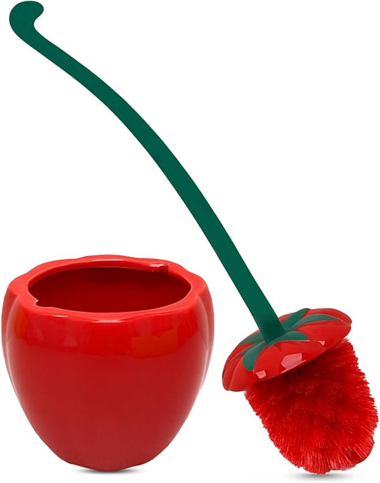 Deep & Sturdy Toilet Bowl Brush with Holder - Tomato Bowl Brush - Durable Scrubbing - Toilet Cleaners - Household Essentials - Bathroom Cleaner - Cleaning Supplies - Household Supplies