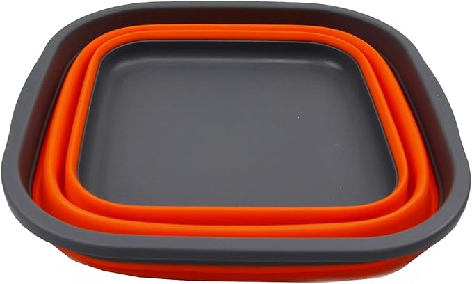 SAMMART 5.5L (1.4 Gallons) Collapsible Tub - Foldable Dish Tub - Portable Washing Basin - Space Saving Plastic Washtub (Grey/Orange)