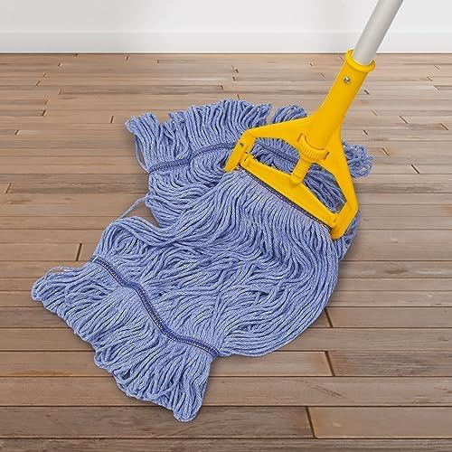 6 Pcs Heavy Duty Commercial Mop Relacement Heads,Wet Industrial Blue Cotton Looped End String Head Refills-General Cleaning Mop Heavy Duty Refill Head,Highly Absorbent,Blue String Cotton Mop Head