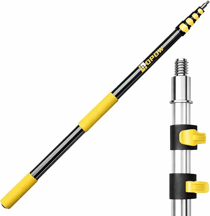 5-18 FT Long Telescopic Extension Pole, Multi-Purpose Aluminum Alloy Telescoping Rod with Universal Twist-on Metal Tip Flip-Lock Design, for Painting Cobweb Dusting, Window Cleaning, Christmas Lights