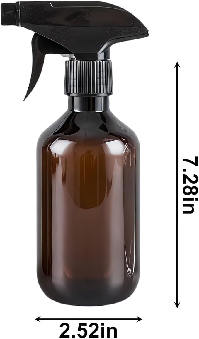 2 PCS Plastic Spray Bottles Set, 10oz/300ml Brown Refillable Container Empty Spray Bottle with Adjustable Head Sprayer and Stream for Cleaning Hair, Pet, Products, Plants