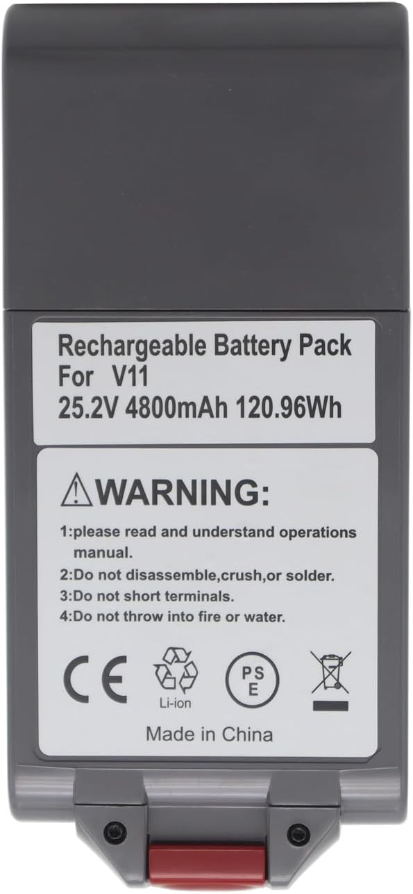 Click-in Type Battery for 2020 Dys V11 Torque Drive V11 Outsize V11 Absolute Extra V15 Detect Absolute Extra Cordless Stick Vacuum SV15 SV16 SV22 4800mAh 970425-01 970938-01 (Not fit Screw-in Type)