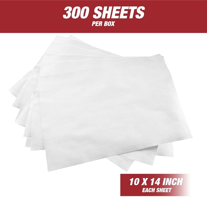 Prep Wipe white Lint Free Cleaning Towels Pack of 300 Sheets, 10" x 14" - Multi-purpose, Reusable, Perforated, Industrial Grade Perforated Sheets (White, Pack of 1)
