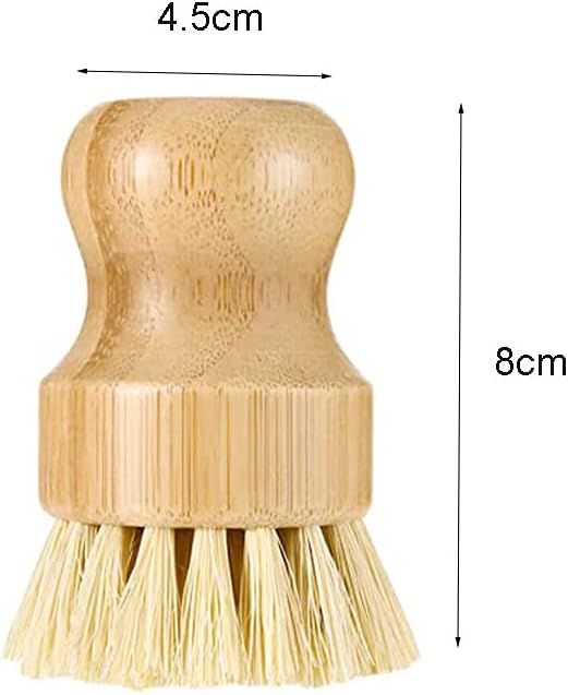 2 Pcs Palm Pot Brush,Bamboo Dish Brush Natural Scrub Brush Coconut Bristles Pot Brushes Dish Scrubber Cleaning Kit for Cleaning Pots,Pans,Kitchen Sink(Palm+Sisal)