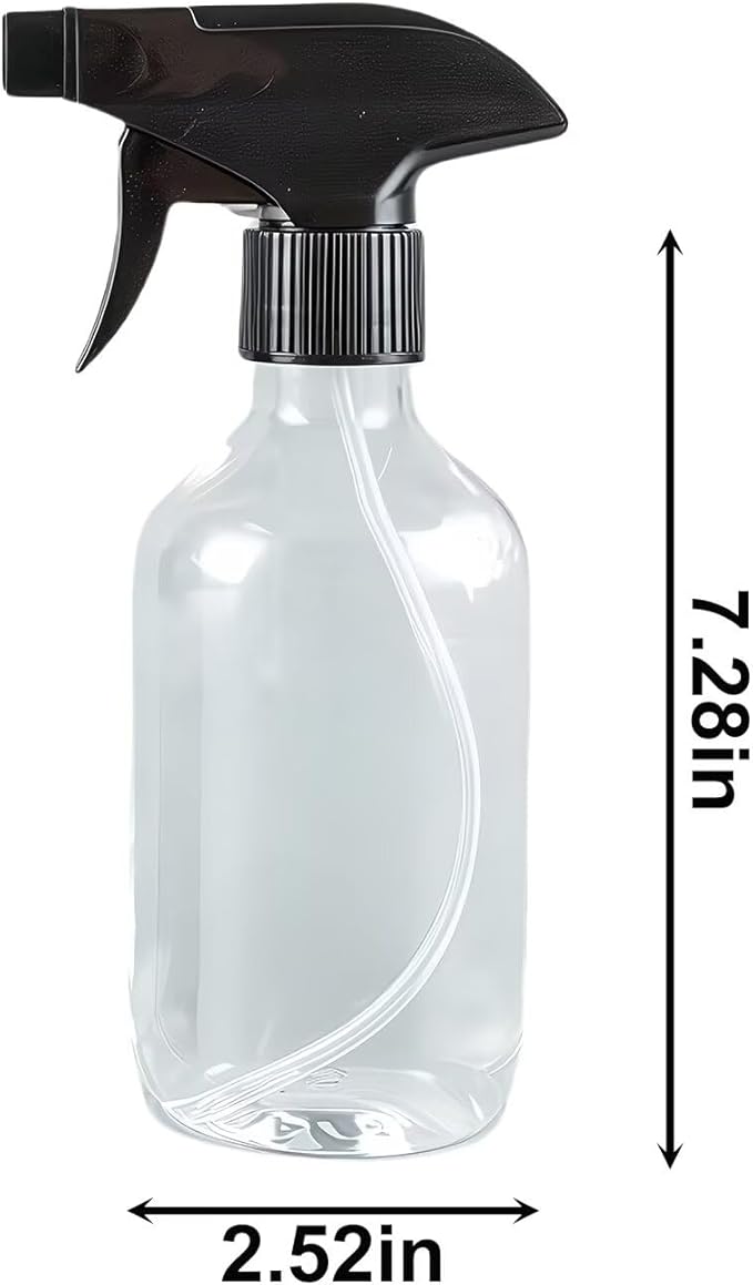 2 PCS Plastic Spray Bottles Set, 10oz/300ml Clear Refillable Container Empty Spray Bottle with Adjustable Head Sprayer and Stream for Cleaning Hair, Pet, Products, Plants