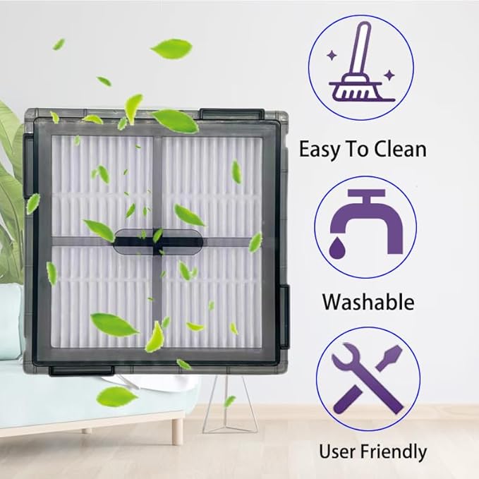 22 Pack Replacement Accessories Kit Compatible With Roborock Q10 S5/Q10 S5+/Q10 X5/Q10 X5+,2 Main Brush 6 Side Brush,4 Hepa Filter,4 Mop Pads,4 Dust Bags (Q10 Series)