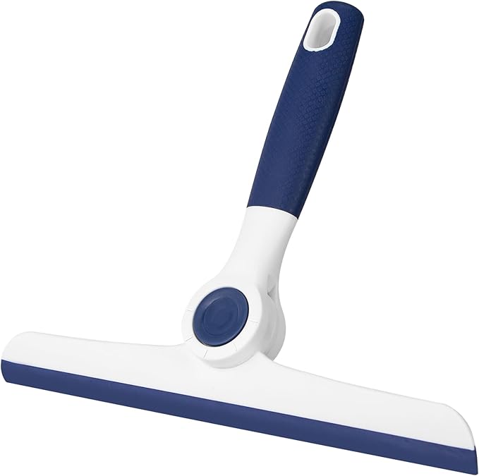 9.5" Foldable Window Squeegee, Handheld Squeegee with Soft Handle for Window Cleaning，Glass Doors, Car Windshields，Shower Doors，Blue