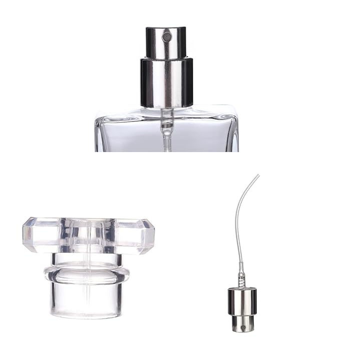6 Pack 30ml / 1 Oz Clear Black Refillable Perfume Bottle, Portable Square Empty Glass Perfume Atomizer Bottle Spray Applicator with 4 kinds of perfume dispenser(3 Pack clear 3 Pack Black Assorted
