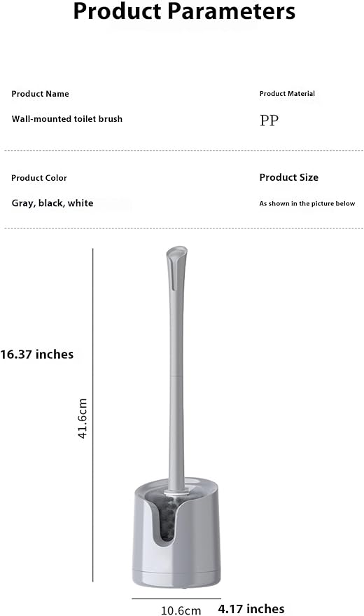 Wall-Mounted Toilet Brush Holder Set - No-Drill Adhesive & Drip-Free Tray, Space-Saving Bathroom Organizer, Deep Clean Brush with Under-Sink Storage (White)
