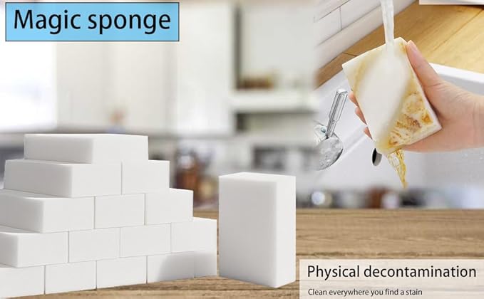 50 Pack Melamine Sponge Foam Pads,Multi-Functional Household Cleaning Kitchen Dish Sponge for Furniture,Bathroom,Bathtub, Sink,Floor, 1.18in - Kitchen & Bathroom Scrub Pads (Extra-Thick) (100)