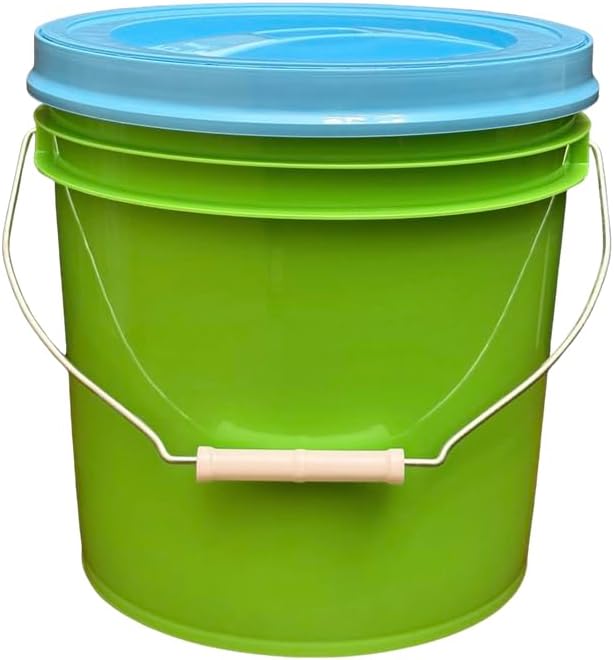 House Naturals 2 Gallon Food Grade - BPA Free Made in USA Buckets Lime Color pails with Screw On Gasket Lids (1, Lime - Aqua lids)