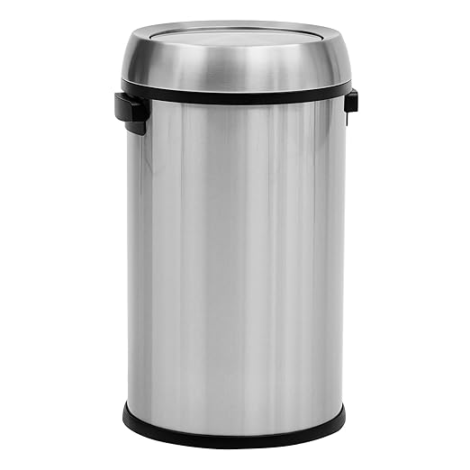 Garvee 17 Gallon Trash Can, Fingerprint-Proof Stainless Steel Swing Top Garbage Can, Heavy Duty Commercial Round Trash Bin with Swing Lid for Restaurant, Home, Office, Silver