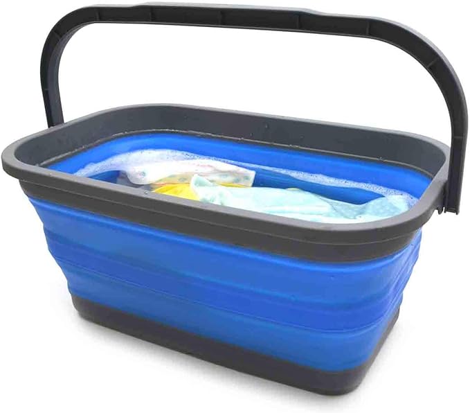 SAMMART 11.6L (3.06 Gallon) Collapsible Rectangular Handy Basket/Bucket (Blue, 1)