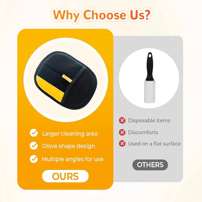 Pet Hair Removal Glove for Cats & Dogs, 2025 Upgrade Pet Hair Remover Glove, Electrostatic Pet Hair Removal Gloves for Dogs and Cats, Reusable Pet Hair Remover Glove (3)