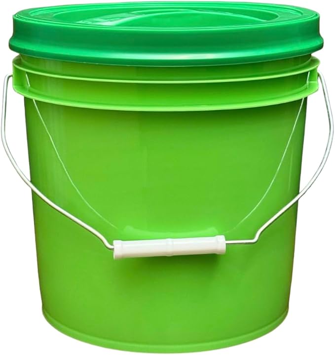 House Naturals 2 Gallon Food Grade - BPA Free Made in USA Buckets Lime Color pails with Screw On Gasket Lids (5, Lime - Green lids)