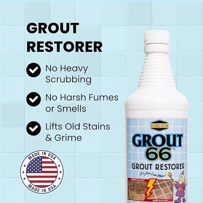 Armchem Grout66: Grout and Tile Cleaner with Low-Odor, Non-Fuming Formula Ideal for Heavy-Duty Cleaning, Quick Touch-Ups, and Tile Maintenance. This Two Quarts Kit ensures Effortless Cleaning.