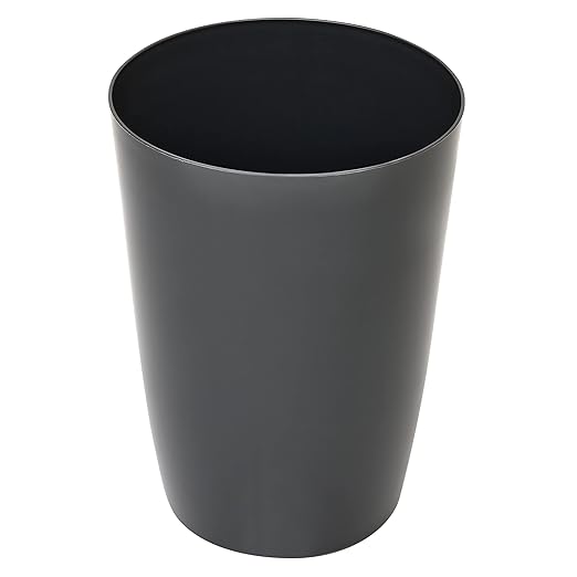 Mini Waste Basket - Durable Small Plastic Garbage Trash Can Bin - Lidless Open-Top Rectangular Slim Profile for Compact Spaces - Suitable for Home, Bathroom, Office, Bedroom, Kitchen and More, Grey