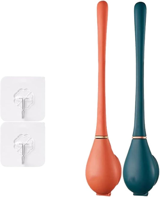 2025 New Modern Flexible Silicone Toilet Caspa for Home，Silicone Toilet Bowl Brush & Holder Set, Wall Mounted Cleaning Kit with Dispenser, Flexible & Hygienic Bathroom Scrubber for Home (#A+C)