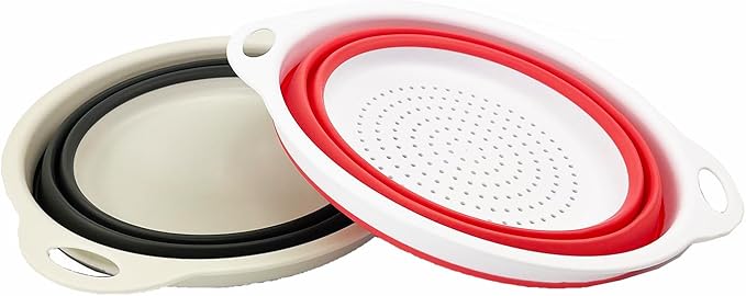 SAMMART 2.6L (0.68 Gallon) Collapsible Tub - Foldable Dish Tub - Portable Washing Basin - Space Saving (Coral Pink+Washed Black, 2)