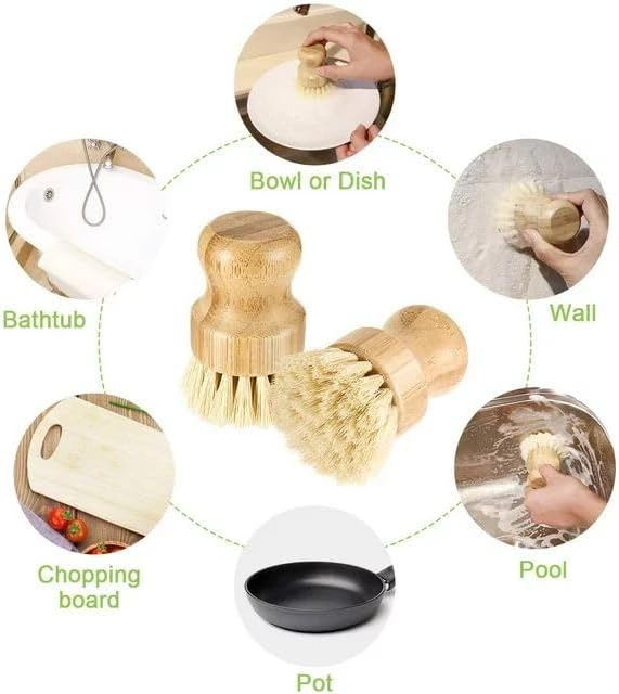 1 Pcs Palm Wooden Dish Scrubber Brush,Bamboo Dish Brush Set, Dish Brushes, Durable Wood Dishes Scrub Brush, Natural Round Vegetable Cleaning Pots Pans Sink Washing Kitchen Brush & Tools