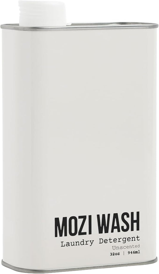 Mozi Wash Laundry Detergent Liquid, Unscented, 50+ Loads, Concentrated, Non toxic, Plant Based Enzyme Cleaner, Phosphate & Paraben Free, Long Lasting Luxury Clean, Scent Free, 32 oz Recyclable Bottle
