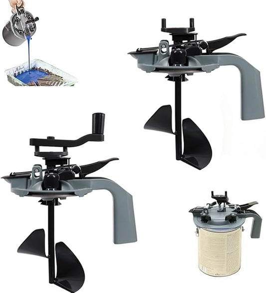 2 PCS 1L Paint Can Mixing Mate Lid Kit with Pour Spout and Mixing Blade, Universal Paint Shaker, for Stirring, Storing and Pouring, with Hand Crank