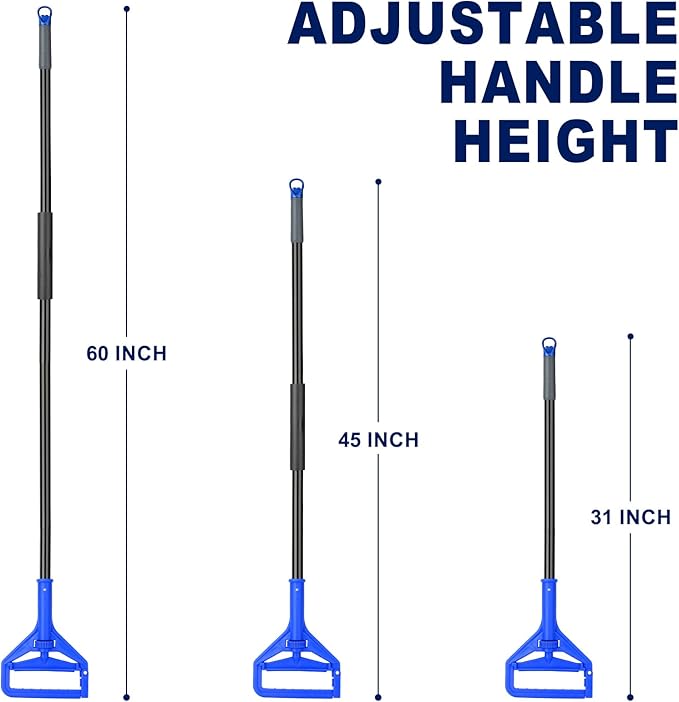 KeFanta 60 Inch Mop Handle Commercial Heavy Duty,Industrial Metal Mop Stick Replacement Quick Change,Wet Mops Head Replacement Holder for Floor Cleaning,3 Pack