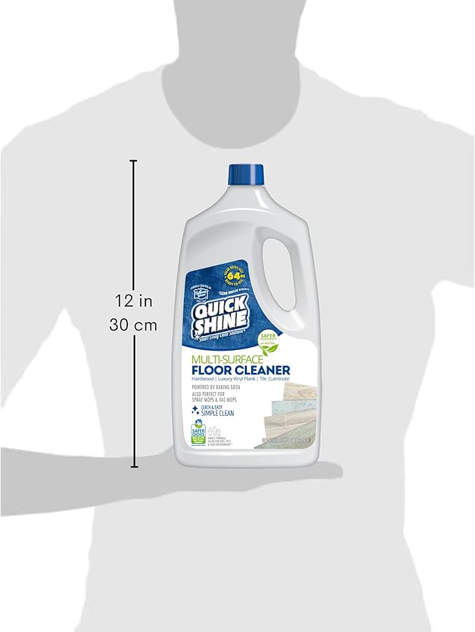 Quick Shine Multi Surface Floor Cleaner 64oz, Ready to Use-Streak Free-No Rinse, Use on Hardwood, Laminate, Luxury Vinyl Plank & Stone, Use in Spray Mops & Vac Mops, Safer Choice Cleaner