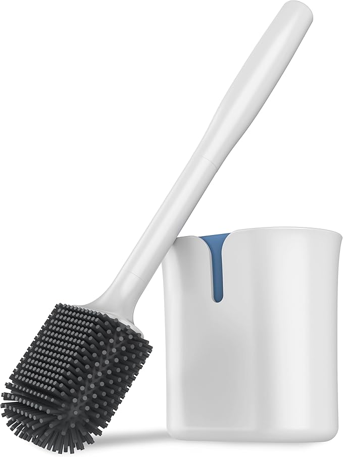 MR.SIGA Toilet Brush and Holder, Wall Mounted Toilet Brush for Bathroom Cleaning, Compact Toilet Brush with Holder Set, White, 1 Pack