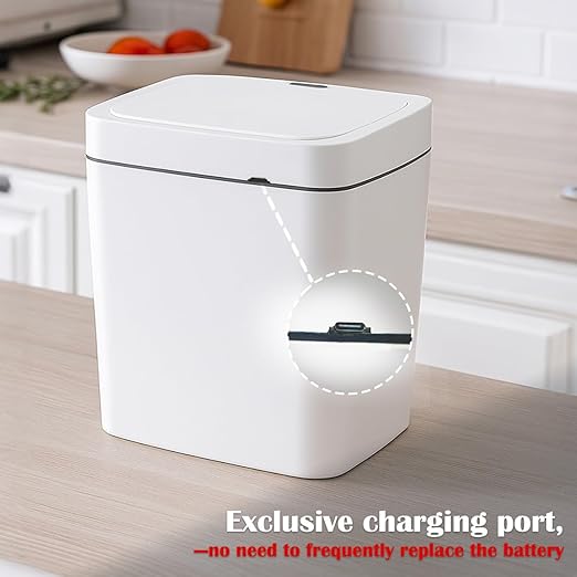 3.2 Gallon White Intelligent Sensor Garbage bin, Supports Multiple Opening Methods, Waterproof Design, Odor Proof Design, Fast Response, Suitable for Kitchen, Living Room, Bedroom, Office, etc