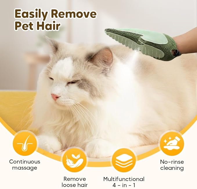 Auiepet 2025 New Pet Hair Removal Glove, Upgrade Electrostatic Pet Grooming Gloves for Cats and Dogs, Efficient Cat Gloves